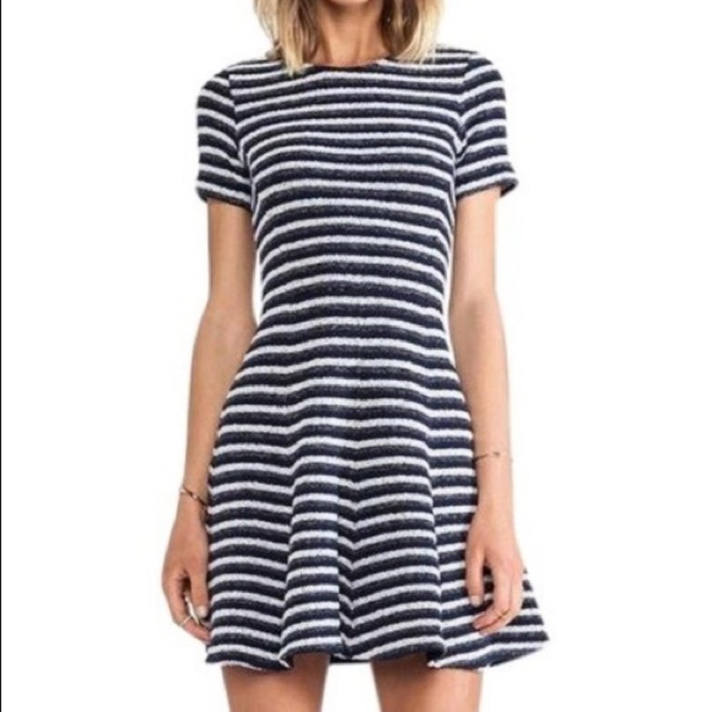 Theory Navy and White Striped Dress